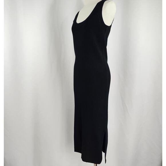 The Drop Yasmin Black Side Slit Rib Knit Midi Tank Dress Women's Size L NWT - Picture 4 of 14